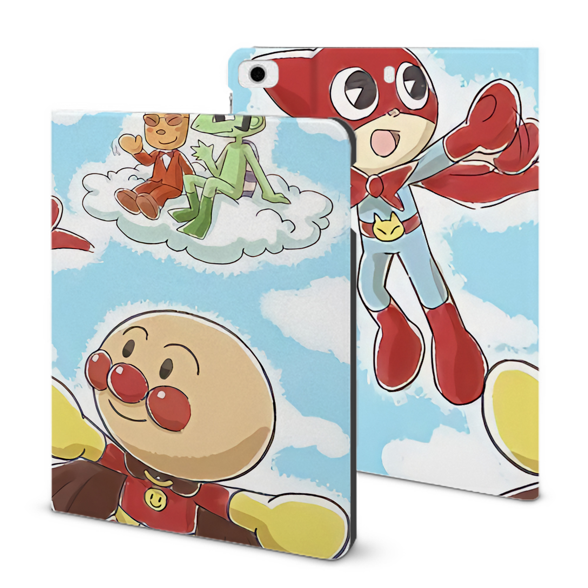 （画像用） アンパンマン Anpanman IPad ケース ブック型 PUレザー TPU 耐衝撃 軽量 薄型 ペン収納なし 全面保護 IPad 各モデル対応